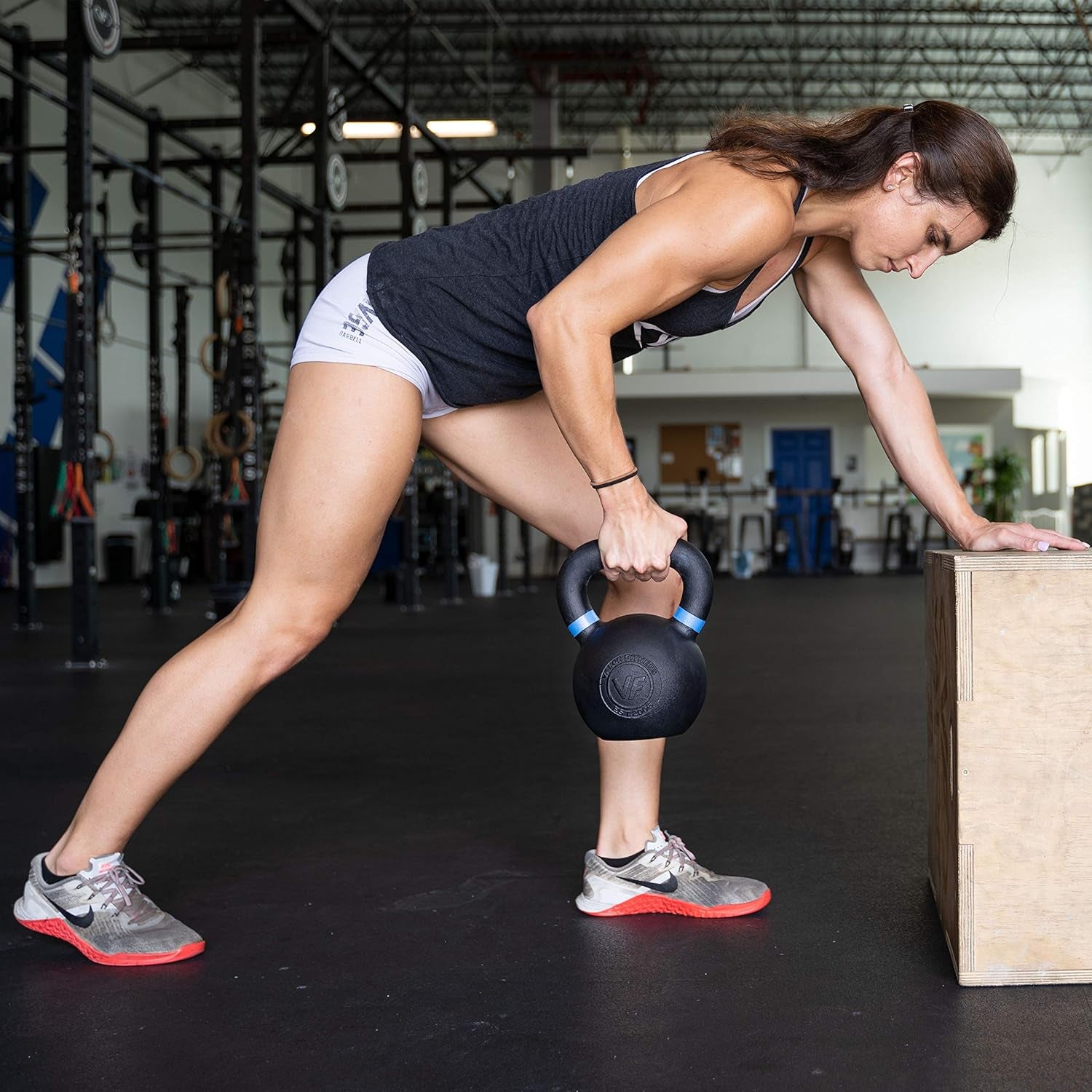 Premium Cast Iron Kettlebells Powder Coated Kettle Bell Weights - Includes LB and KG Weight